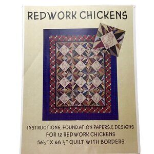 Redwork Chickens Foundation Paper Piecing Quilt Pattern Quilting Pieced Blocks